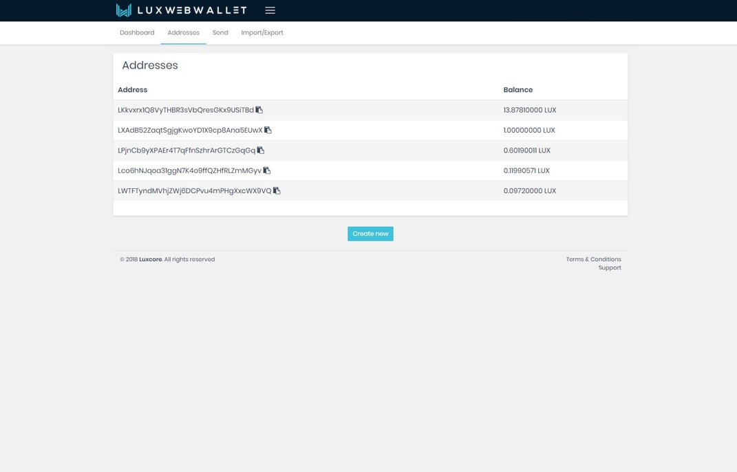 Luxore PoS Web Wallet